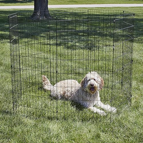 Miniatura 2 de New World Pet Products - Cerco de metal plegable para ejercicio y parque de juegos para mascotas, Bolígrafo para perros X-Large 121.92 cm, Negro