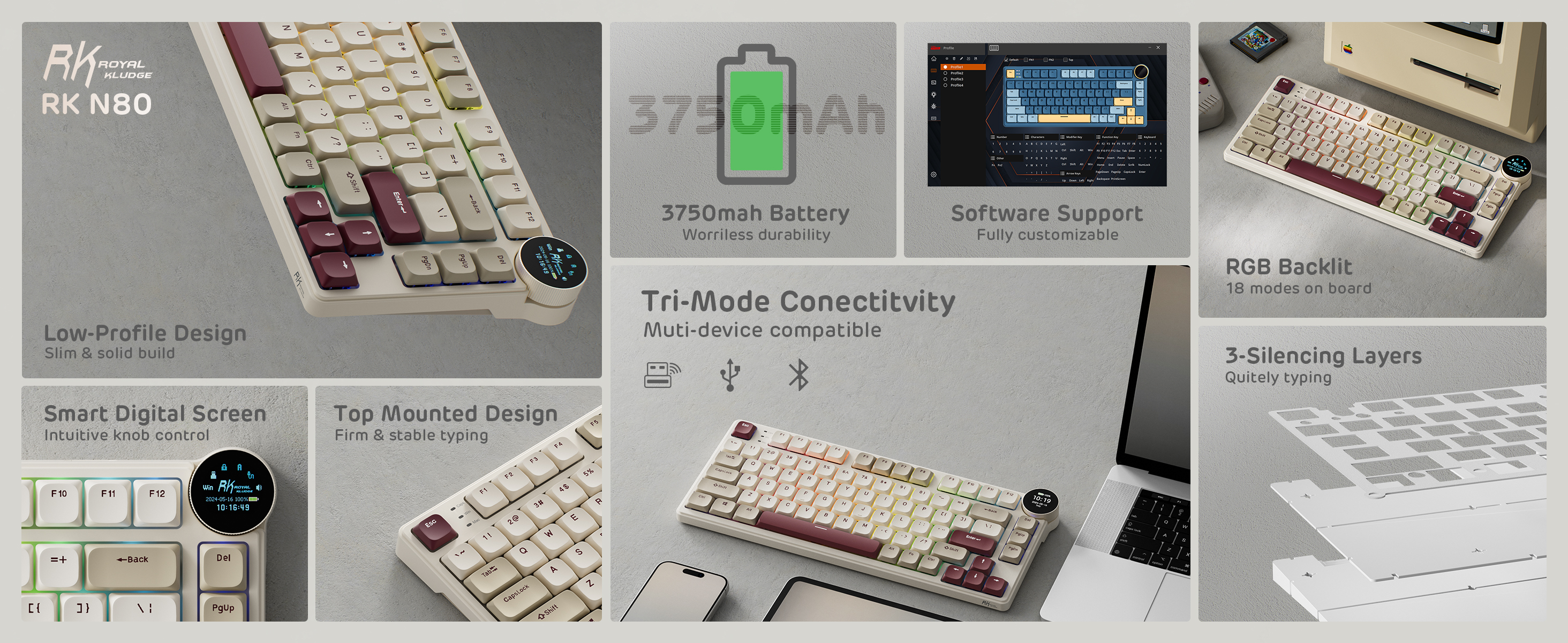 Amazon.com: RK ROYAL KLUDGE N80 Low Profile Mechanical Keyboard w