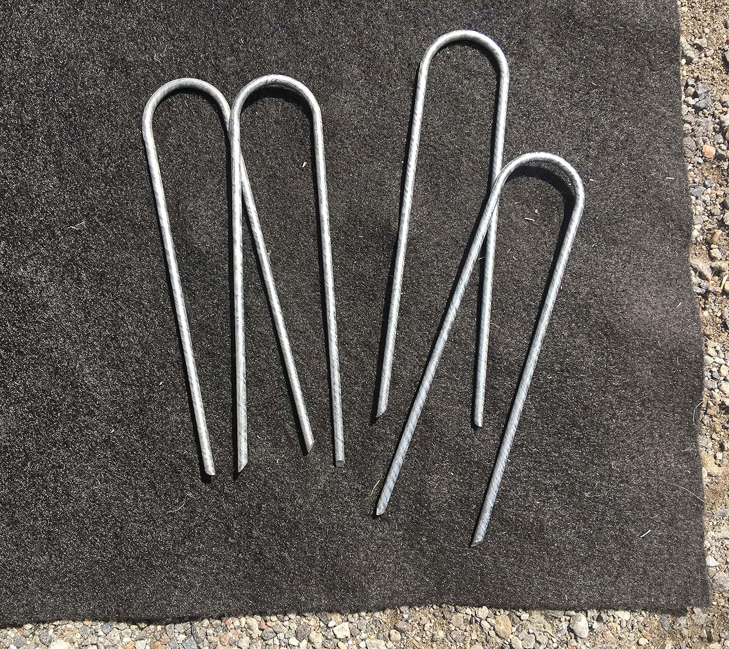 Sandbaggy Galvanized 6-Inch Landscape Staples | Industrial Grade 9 Gauge Steel | Also Called Fabric Pins, Garden Earth Stakes, Lawn Nails | Trusted by Farmers & Homeowners Across The USA (100 Staples)