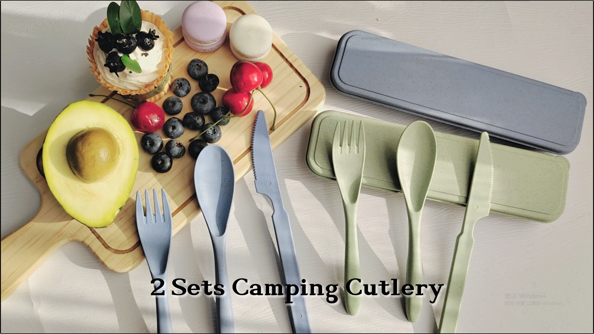 JEPELUS Faltbares Besteck-Set – 4 Teile, Weizenstroh, Mit Etui, Wiederverwendbar Für Lunchbox, Reise & Picknick