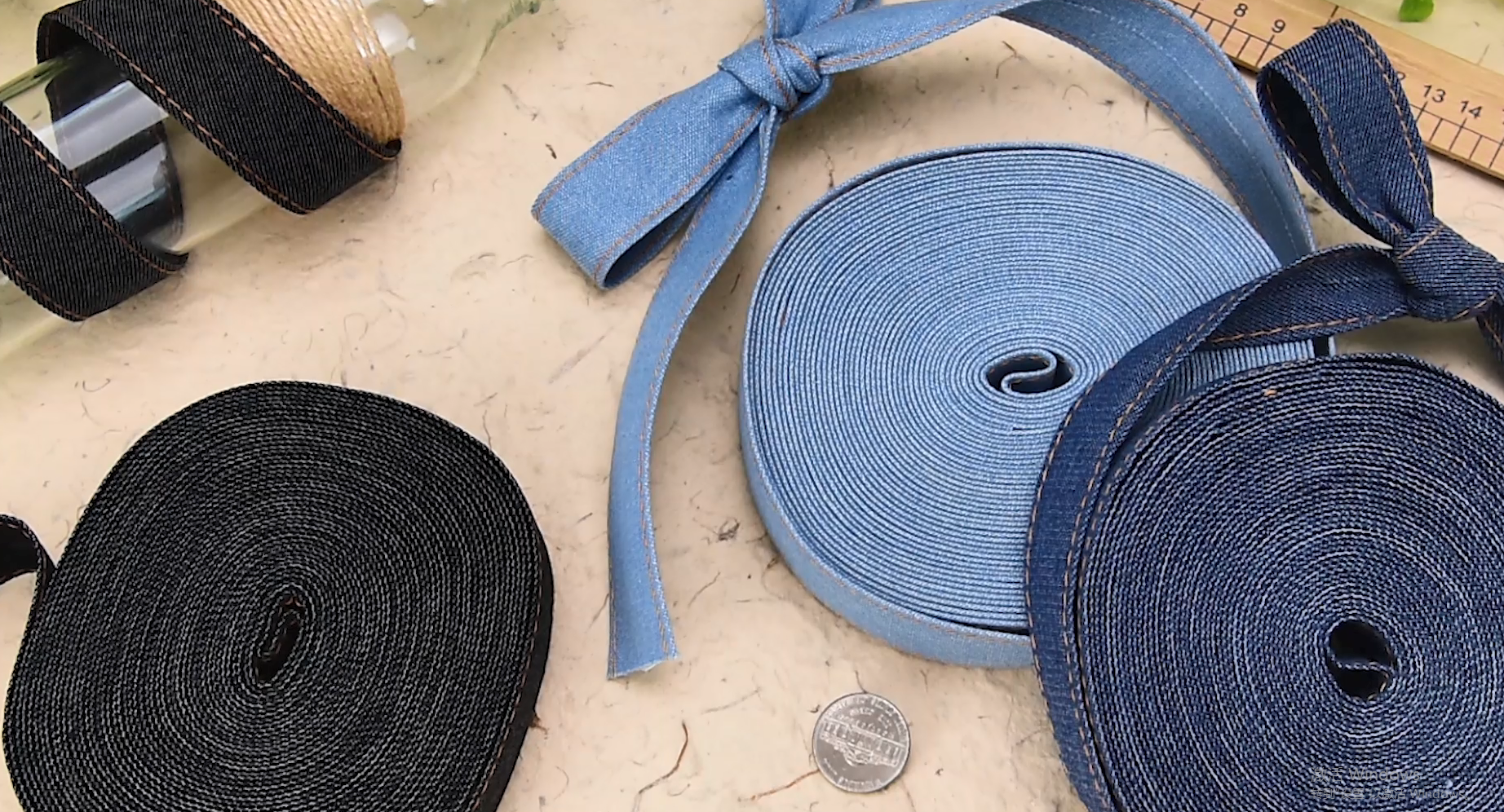 Denim Ribbon 10.9 Yards - 1 Inch Wide Cloth Fabric For Crafts, Hair Bows & DIY Projects | Royal Blue