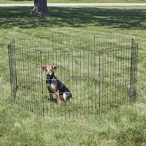 Vista 2 de New World Pet Products - Cerco de metal plegable para ejercicio y parque de juegos para mascotas, Medium Dog Pen: 30-Inch, Negro