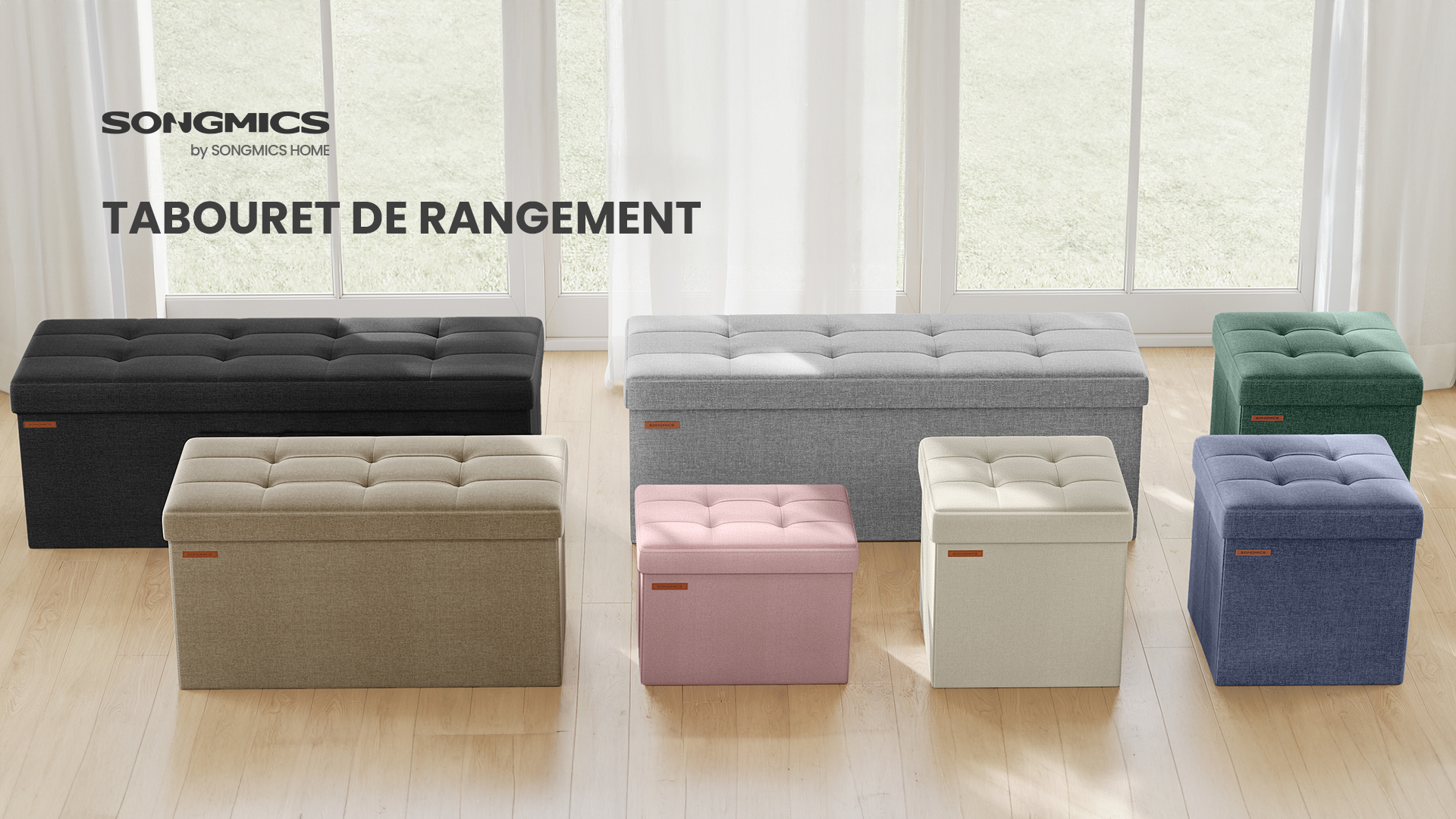Banc Coffre De Rangement En Tissu Yaheetech - Repose-pieds, Capacité 136kg - Neuf