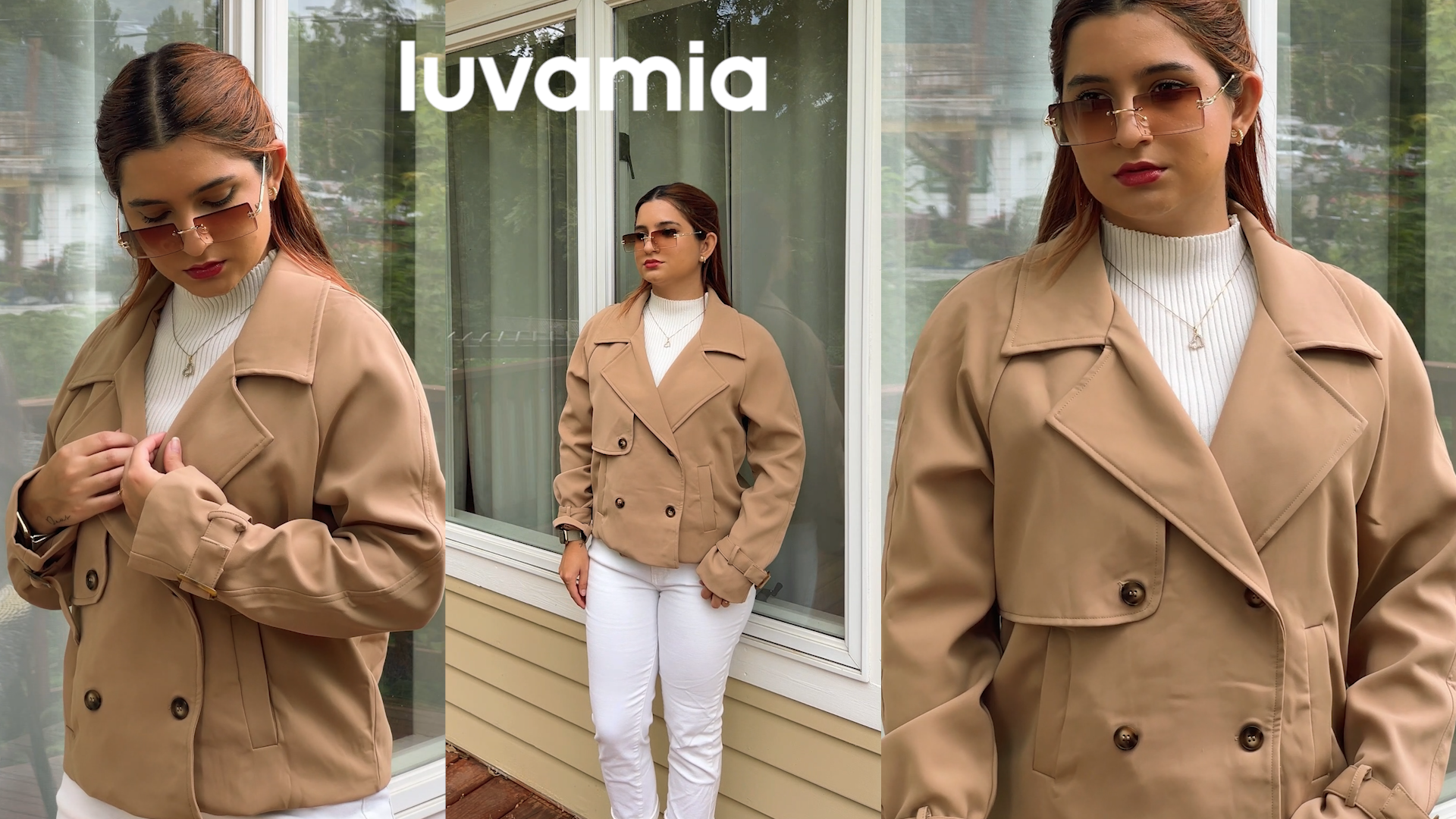 Amazon.com: luvamia Cropped Trench Coat for Women Long Sleeve