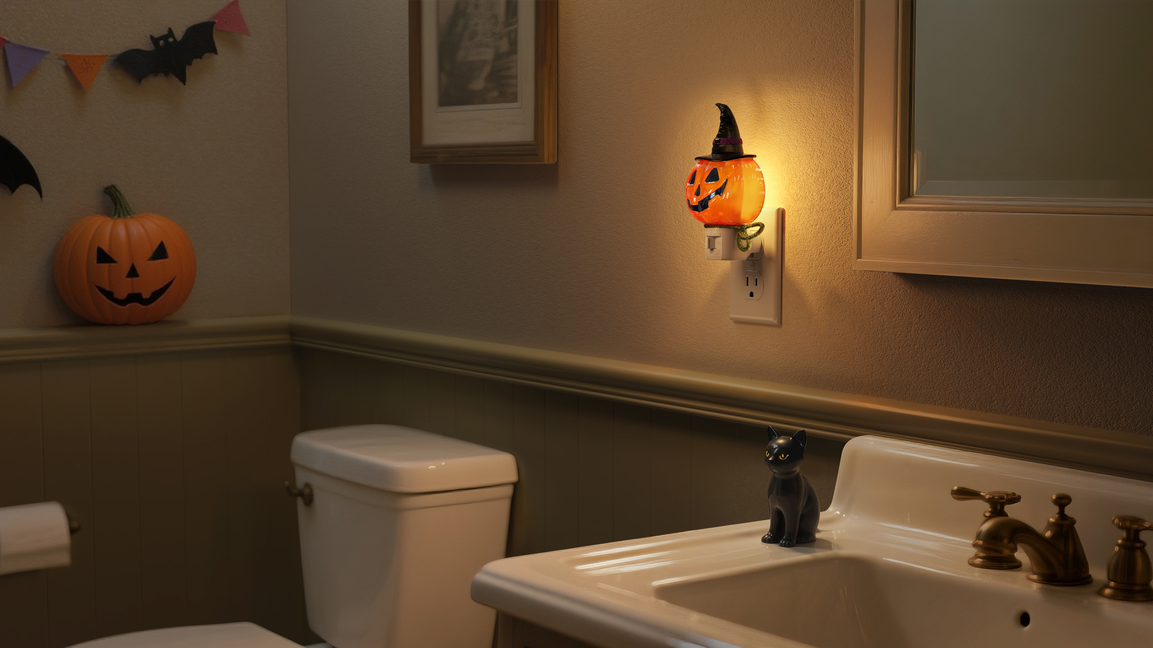 Image of JandCase Pumpkin Night Light, 2 Pack 3000K Night Lights Plug into Wall | Cute & Funny Halloween Night Light for Kids, Plug in Pumpkin Nightlight with 360 Rotatable for Halloween Party Decor