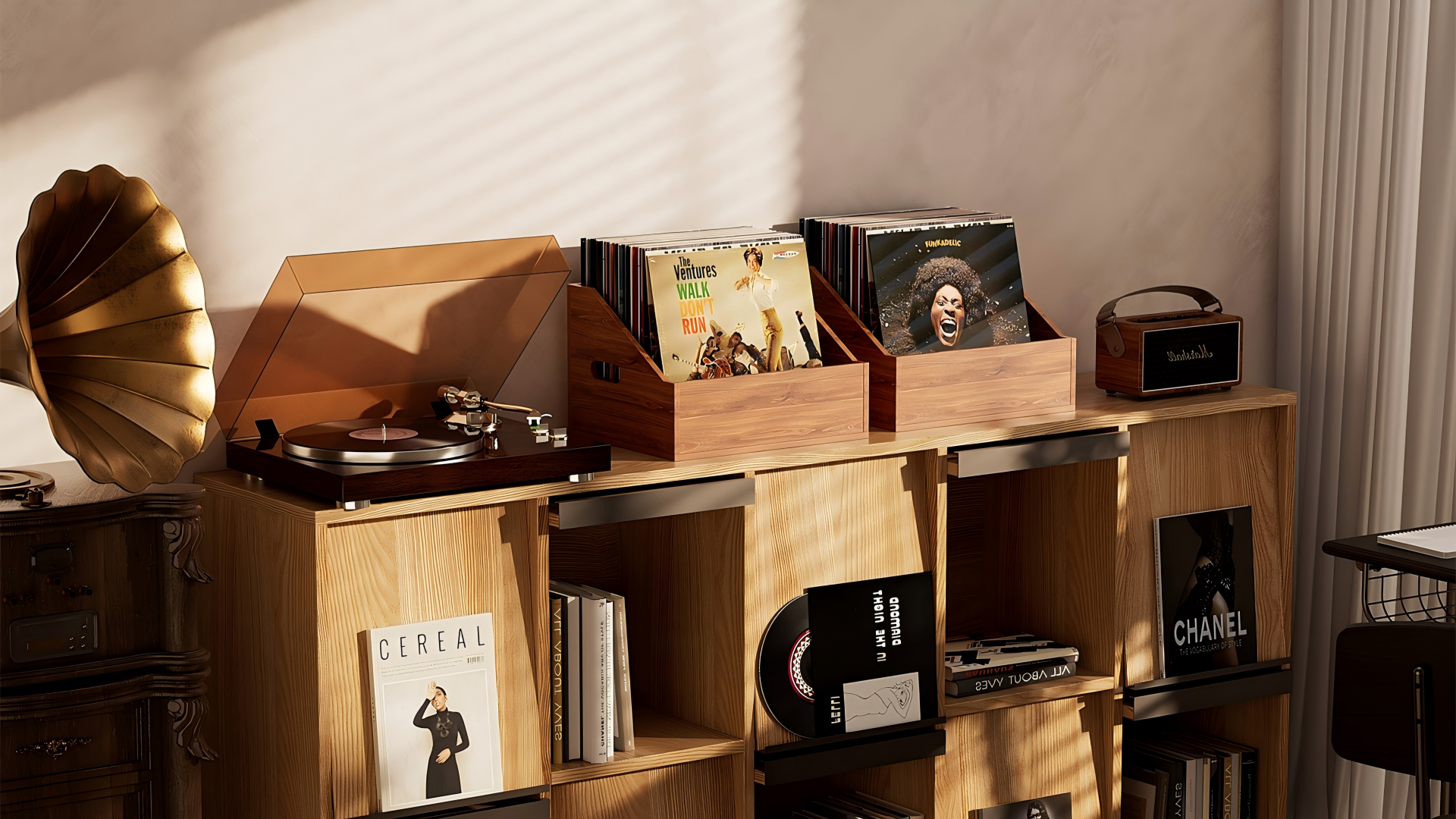 Amazon.com: Vecxoty Wood Vinyl Record Storage, Retro & Durable