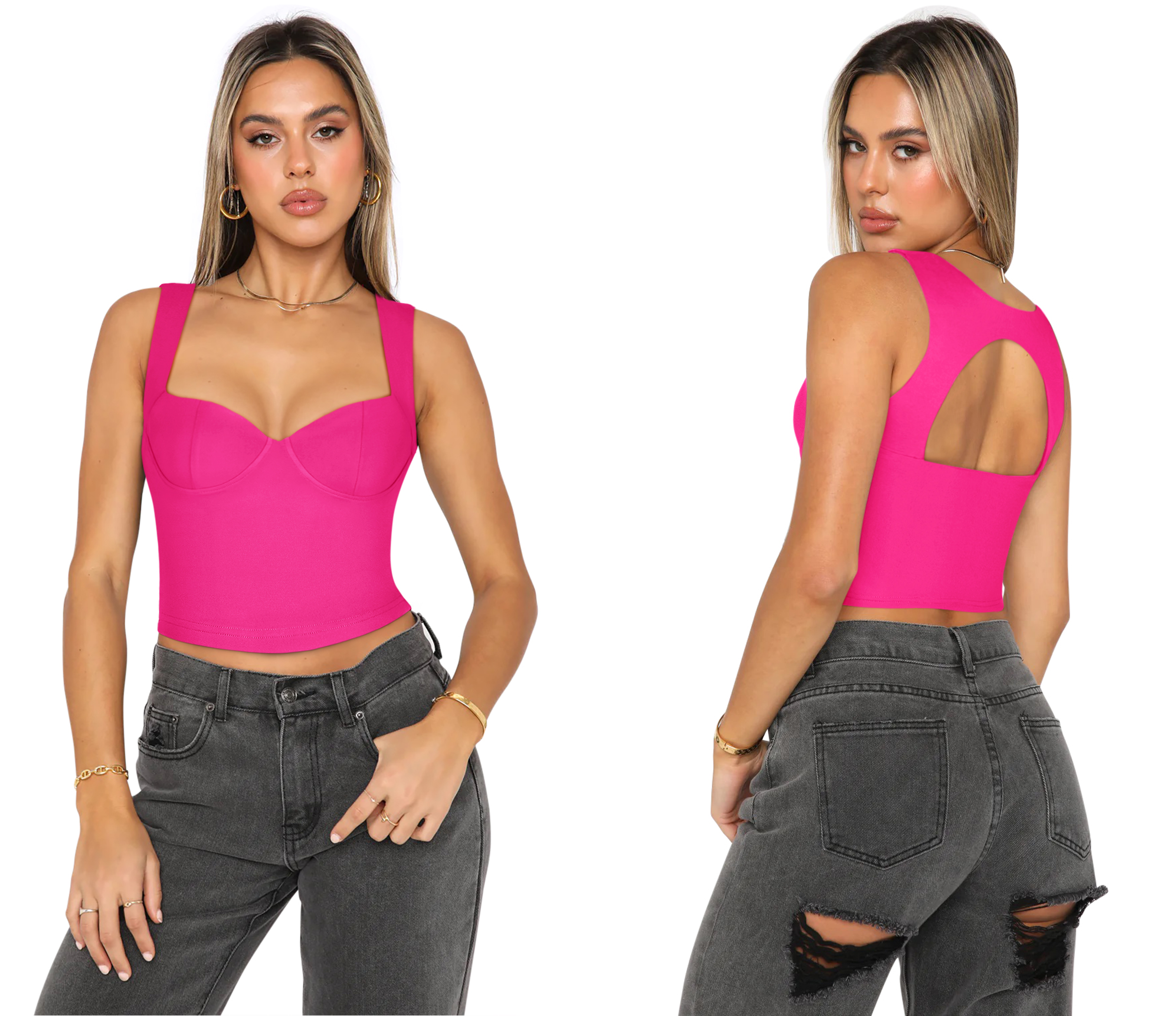 REORIA Women's Summer Sexy Fashion Sweetheart Neck Sleeveless