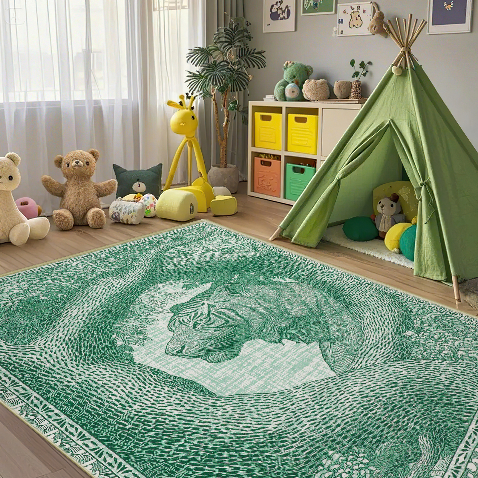Tapete decorativo 4x6 peacock verde interior lavable miniatura 7