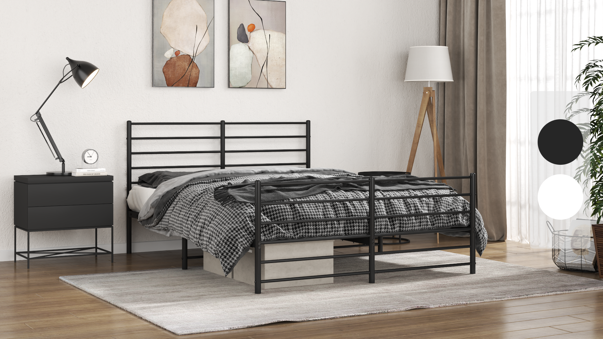Bedframe met hoofd- en voeteneinde metaal zwart 140x190 cm