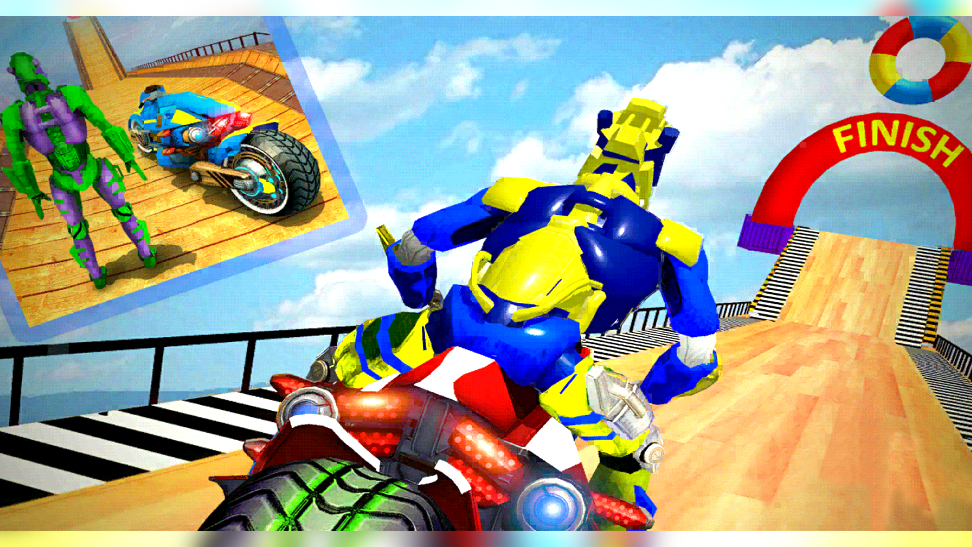 Super Stunt Robot Motor Bike Craziest Mega Ramp Impossible Tracks ...