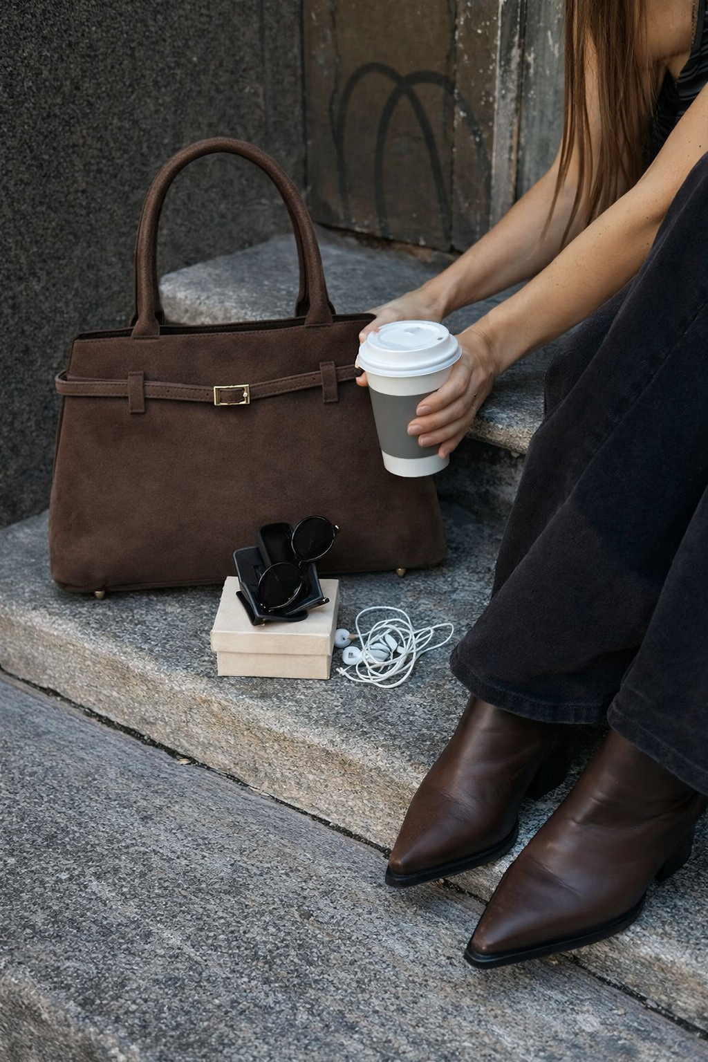Bolso Tote de Mujer en Gamuza con Herrajes Dorados miniatura 7