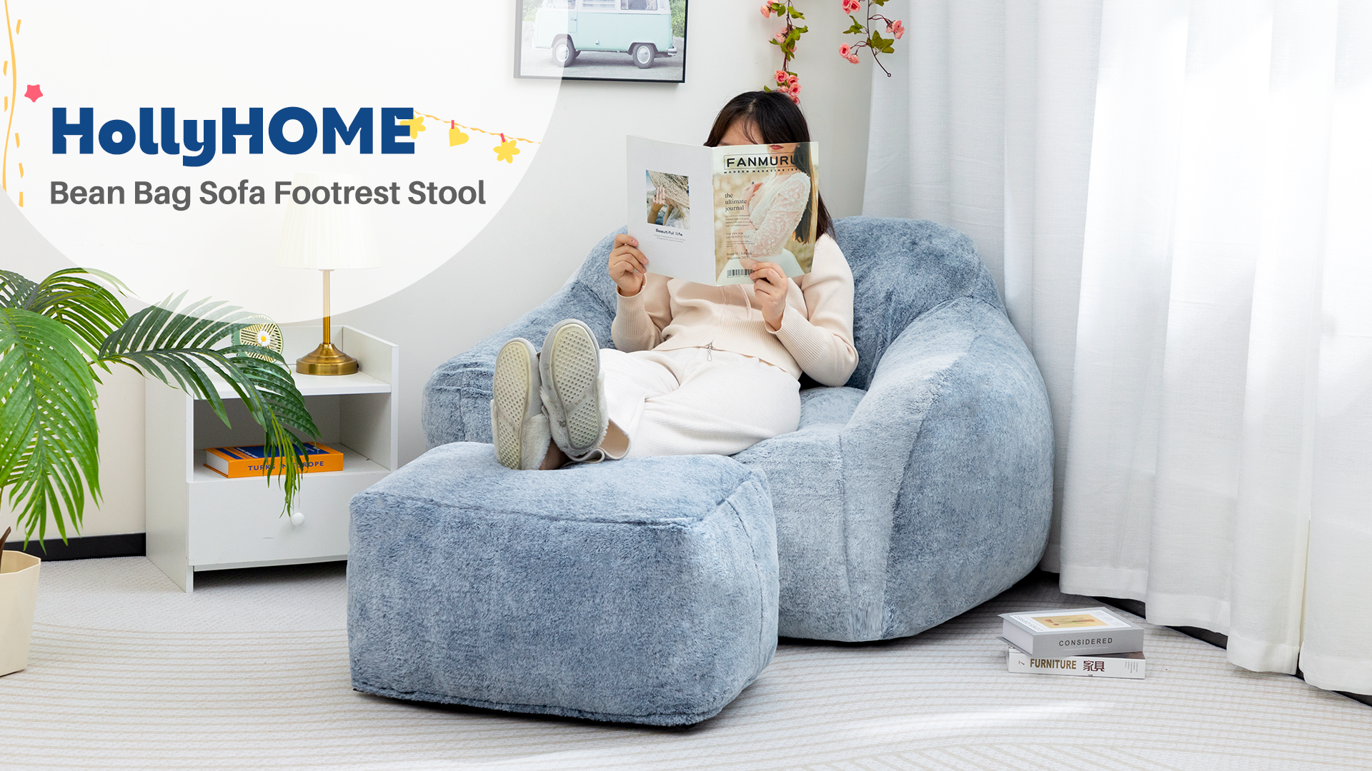 Amazon.com: HollyHOME Giant Furry Bean Bag Chair, Large Faux-Fur