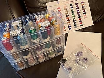Simthread Machine Embroidery Thread Polyester 63 Colours with Plastic ...