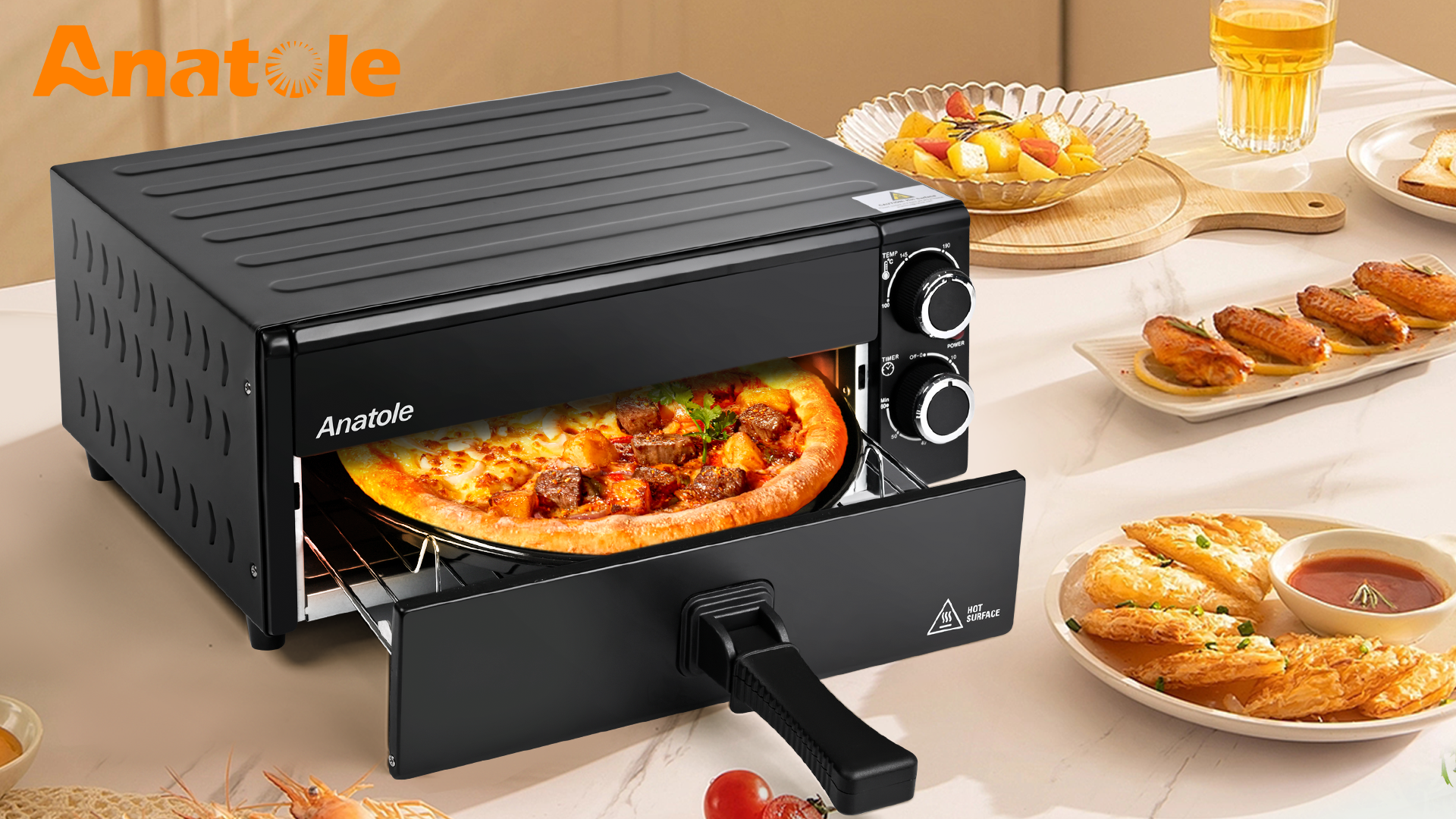 Four à Pizza électrique Anatole 12 Po - 1800W - Cuisson Rapide & Uniforme