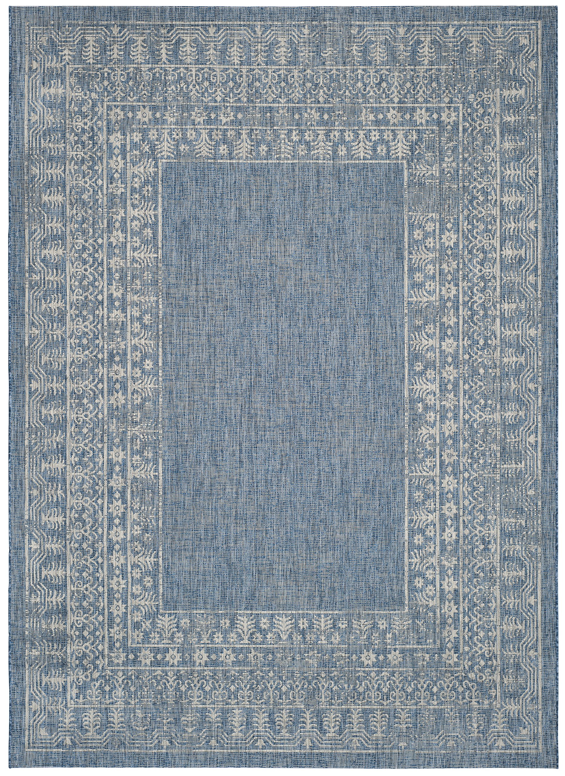 SAFAVIEH Washable Rug Outdoor Courtyard Collection - 11' x 13', Navy & Grey, Non-Shedding & Easy Cleaning, Ideal for Patio, Backyard, Mudroom, Dining
