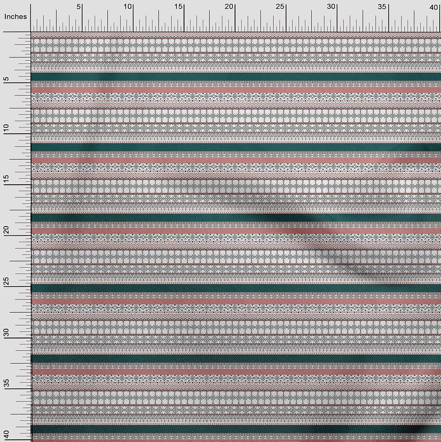 oneOone Viscose Chiffon Teal Green Fabric Aztec Tribal Dress Material Fabric Print Fabric by The Yard 42 Inch Wide