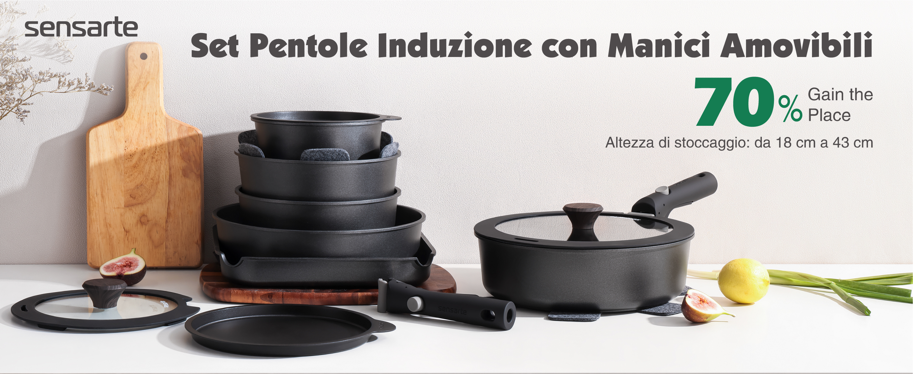 Set Di 14 Pentole NutriChef Antiaderenti - Senza PFOA, Per Induzione, Oro Lucido - Foto 7