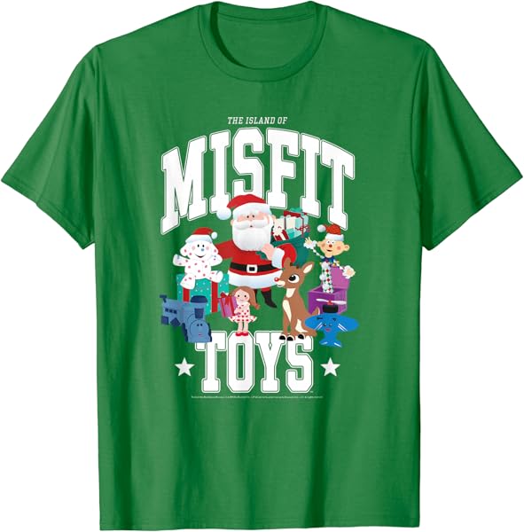 Rudolph Island of Misfit Toys Varsity Style Retro Christmas T-Shirt