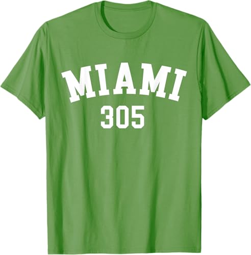 Miniatura 38 de Miami 305 USA American College Font T-Shirt Negro,Azul Marino,Azul Pastel,Arándano,Rojo,Plateado,Hierba,Verde Kelly,Marrón,Verde Oliva,Jaspeado