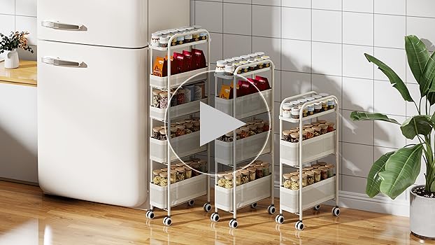 Amazon.co.jp: キッチンワゴン 収納カート 隙間収納 360度キャスター