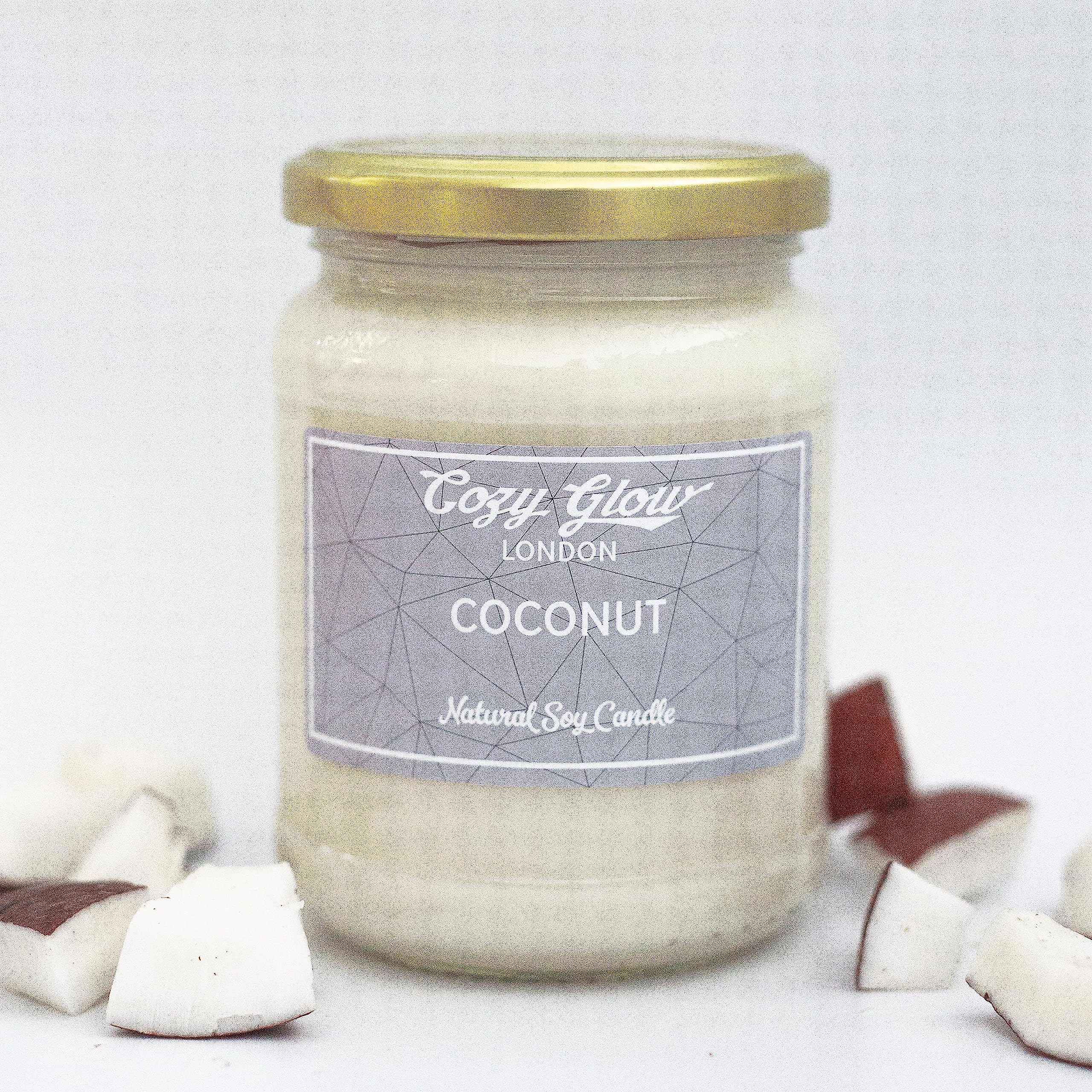 Grande bougie de soja naturelle parfumée noix de coco pour une atmosphère douce et apaisante