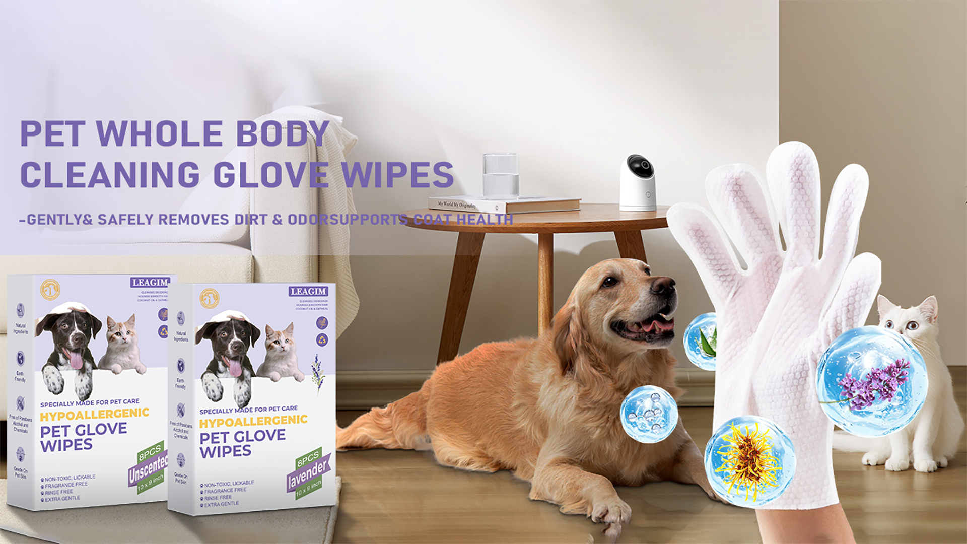 Dog Wipes For Paws And Butt Pet Cleaning Gloves (8-Pack) No