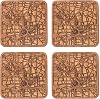 Atlanta Map Coaster by O3 Design Studio, Set Of 4, Sapele Wooden Coaster With City Map, Handmade