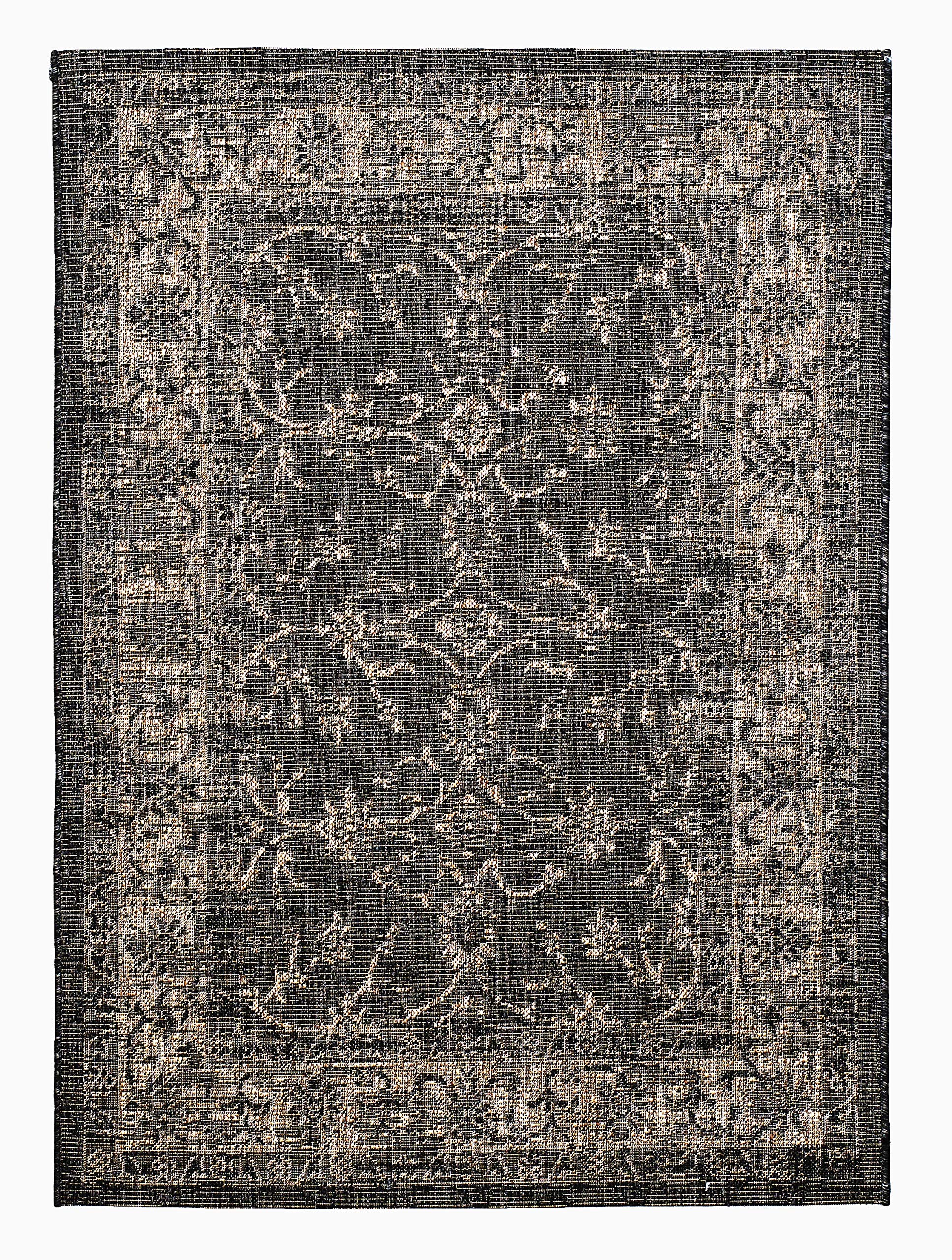 Fab Habitat Outdoor Area Rug - Waterproof Easy to Clean Stain Resistant - Patio Indoor Outdoor Porch Deck Balcony Entryway - Vintage Distressed - Antalya - Grey - 7ft 8in x 9ft 8in