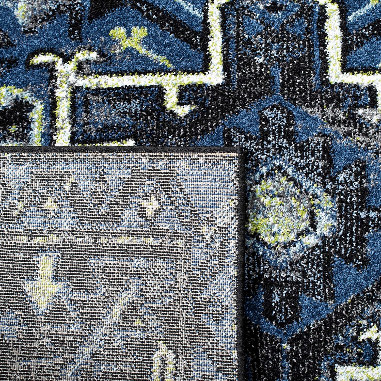 SAFAVIEH Vintage Hamadan Collection Area Rug - 8' Square, Blue & Grey, Traditional Persian Design, Non-Shedding & Easy to Clean, Ideal for Living Room, Bedroom, Dining Space (VTH211N)