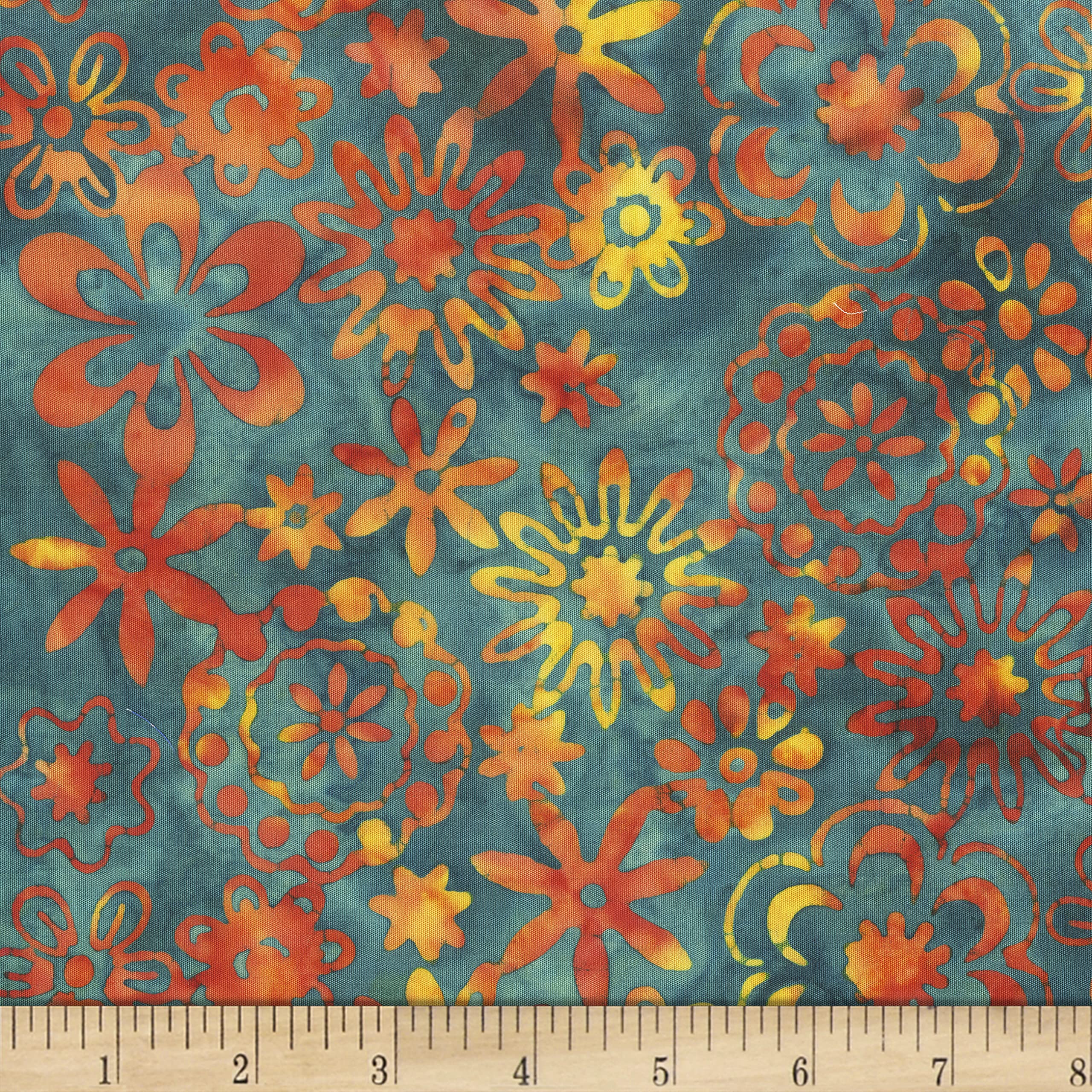 Anthology Batiks Adventure Bloom Dark Teal, Fabric by the Yard