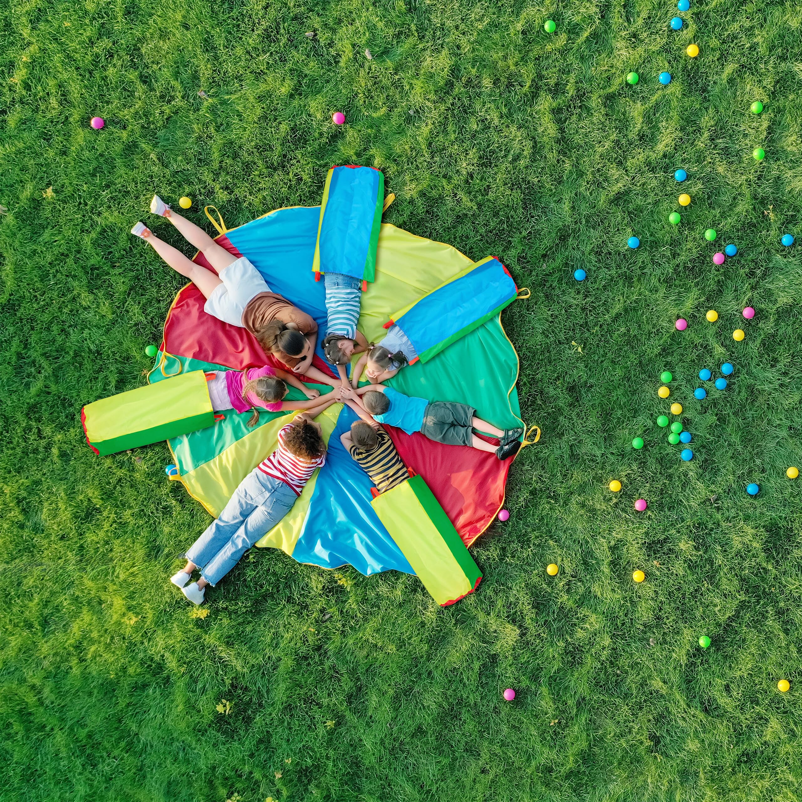Relaxdays Corsa con 4 Sacchi da Salto, Gioco da Giardino per Bambini, Set per Feste di Compleanno, Poliestere, Colorato