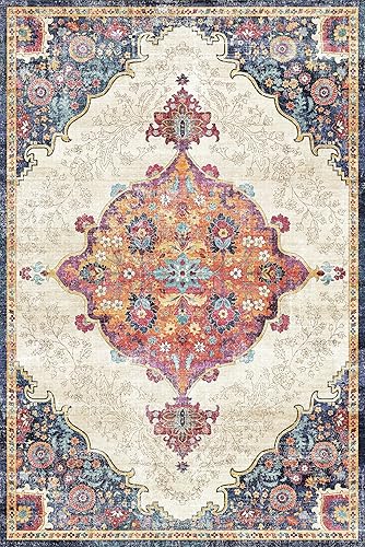 Miniatura 2 de Dripex Alfombras de área de 6 x 9, alfombras bohemias antideslizantes y desgastadas que se pueden lavar a máquina, para sala de estar, alfombra