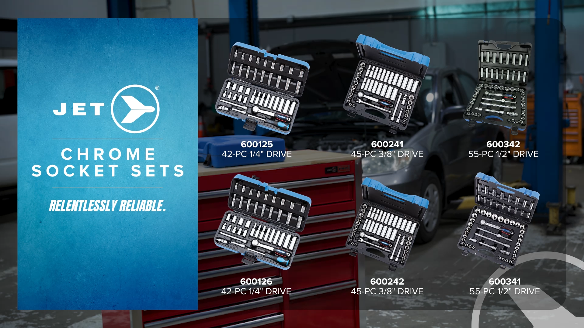 JET 42-Piece 1/4-inch Drive SAE/Metric, 12 Point, Ratchet Wrench