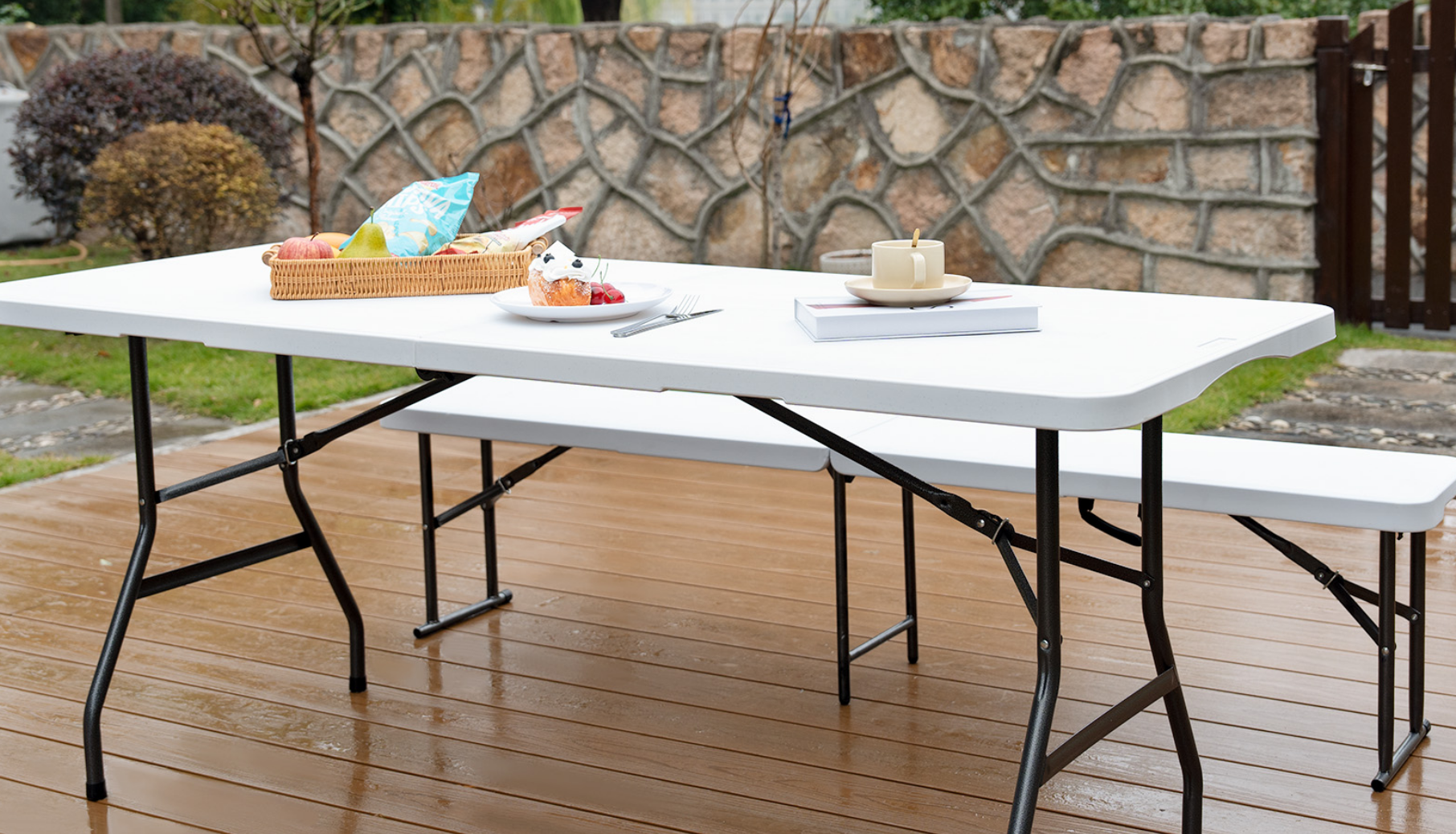 Amazon.com: pollilar 6FT Folding Table Plastic 6 Foot Foldable