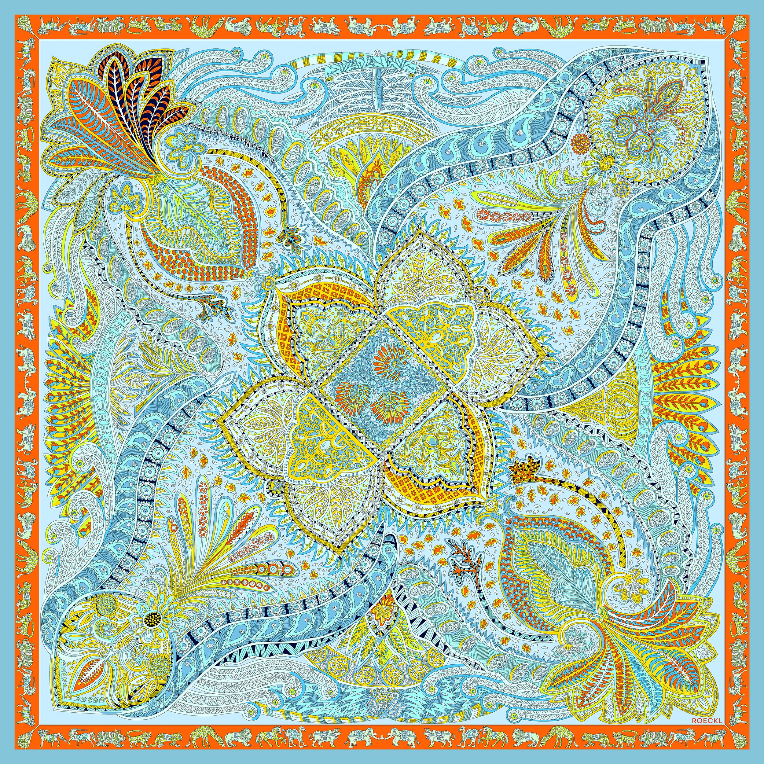 Roeckl Vibrant Paisley carré d'exception couleur ciel grand format luxe - 2