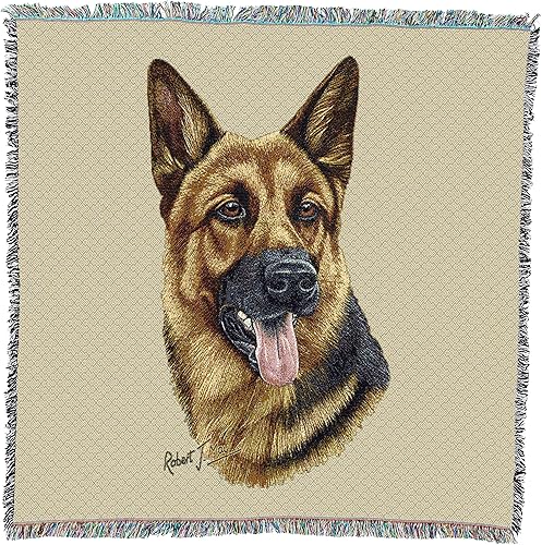 Pure Country Weavers Robert May - Manta cuadrada de pastor alemán Herding Group Regalo para los amantes de los perros Manta de tapiz tejida de