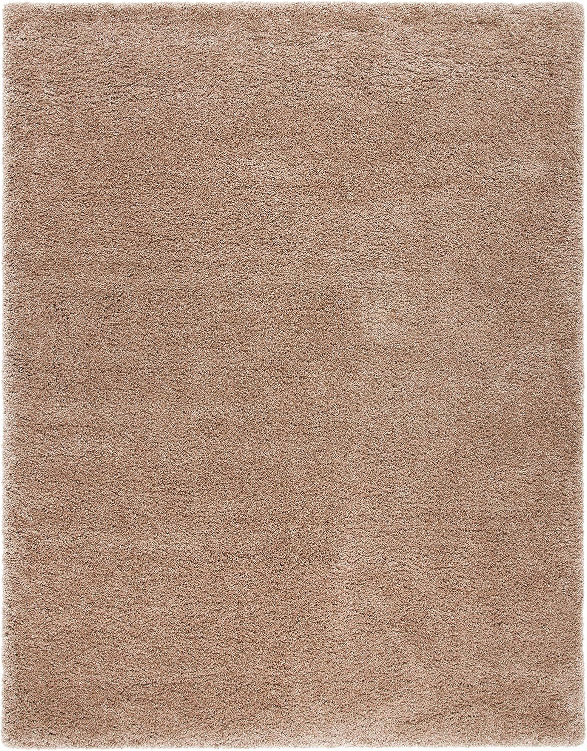 Dark Beige Synthetic Shag Area Rug - 4' x 6'