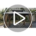 10’x12’ Hardtop Gazebo, Galvanized Steel Double Roof Canopy with Aluminum Frame, Outdoor Pavilion with Nettings and Curtains