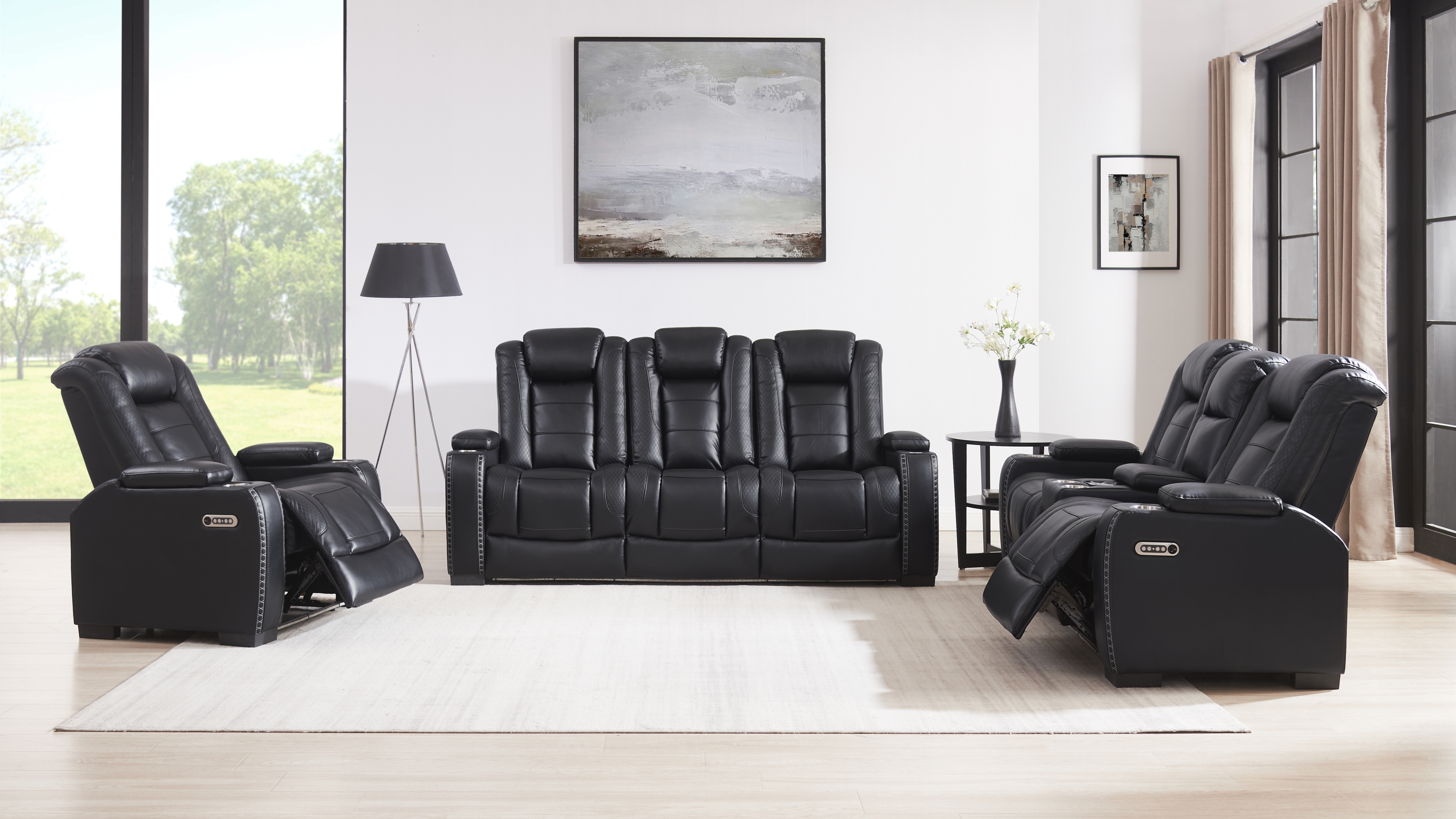 Amazon.com: THSUPER Black Leather Power Recliner Sofa Couch with