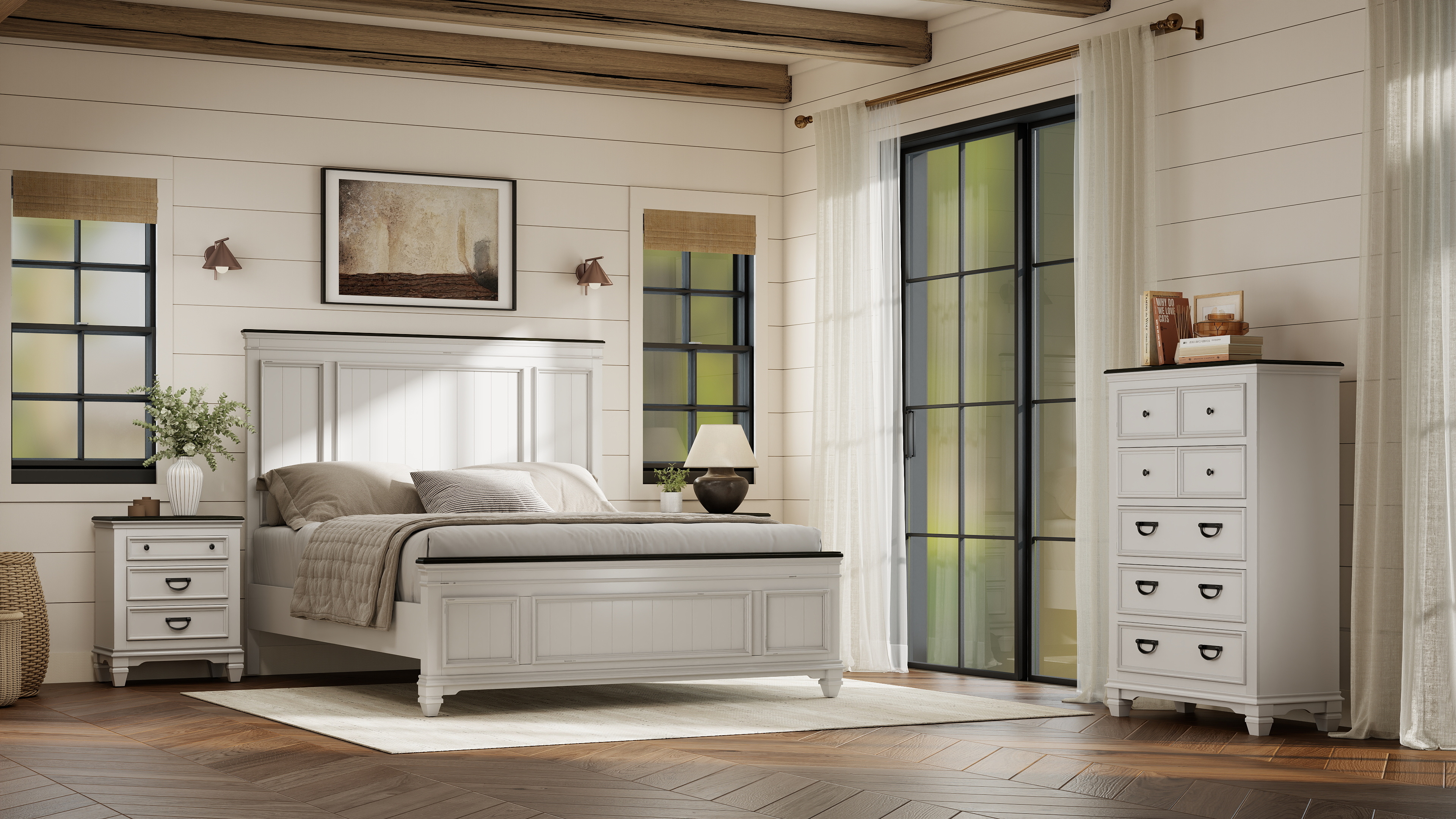 Amazon.com: Clelane Wood Bedroom Set with Shiplap Panel Queen Bed