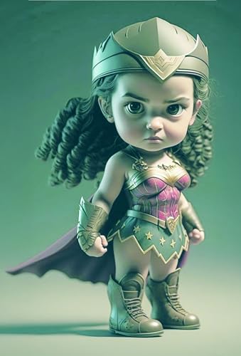 Frikiverso Plaque décorative Baby Wonder Woman CHIBI métallique Tableau poster HD