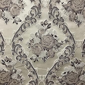 Luxurious Premium Vintage Damask Design Jacquard Fabric for Upholstery, Window Treatments and Craft - 54 inches Width - Fabric by The Metre Brown