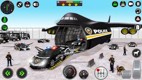 jogo de caminhão de transporte de carro de polícia de carga offroad 3D
