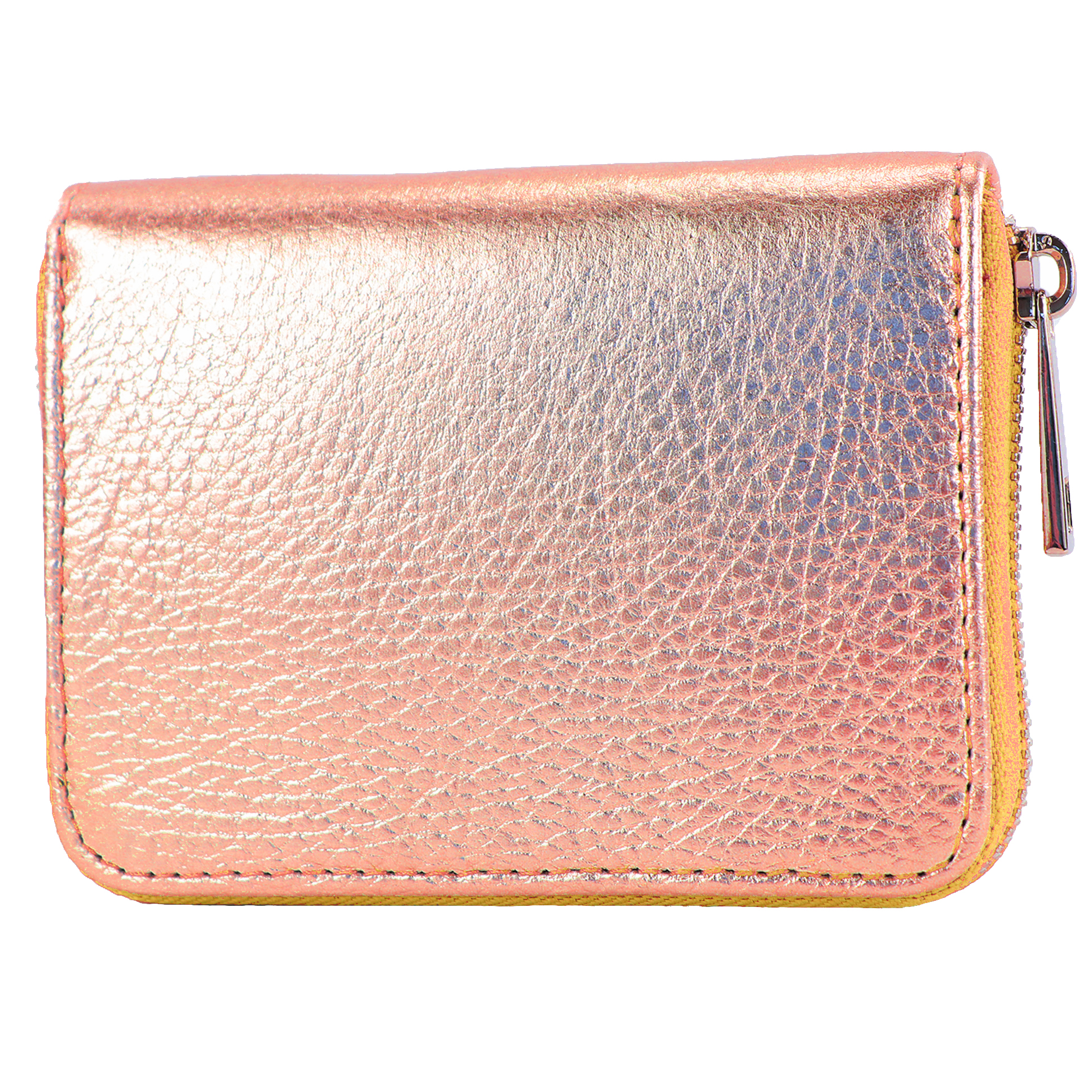 Cartera Mujer Piel Modamoda - Pequeña, Color Lila, Cremallera, 6 Ranuras Tarjetas, Hecha A Mano