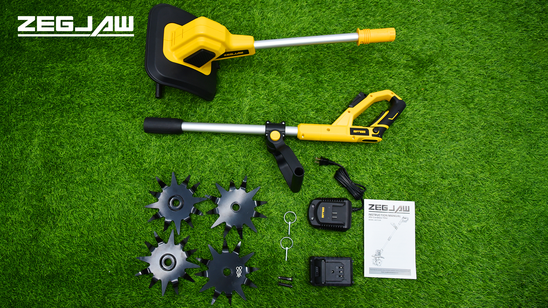 Amazon.com : ZEGJAW 20V Cordless Electric Garden Tiller Cultivator