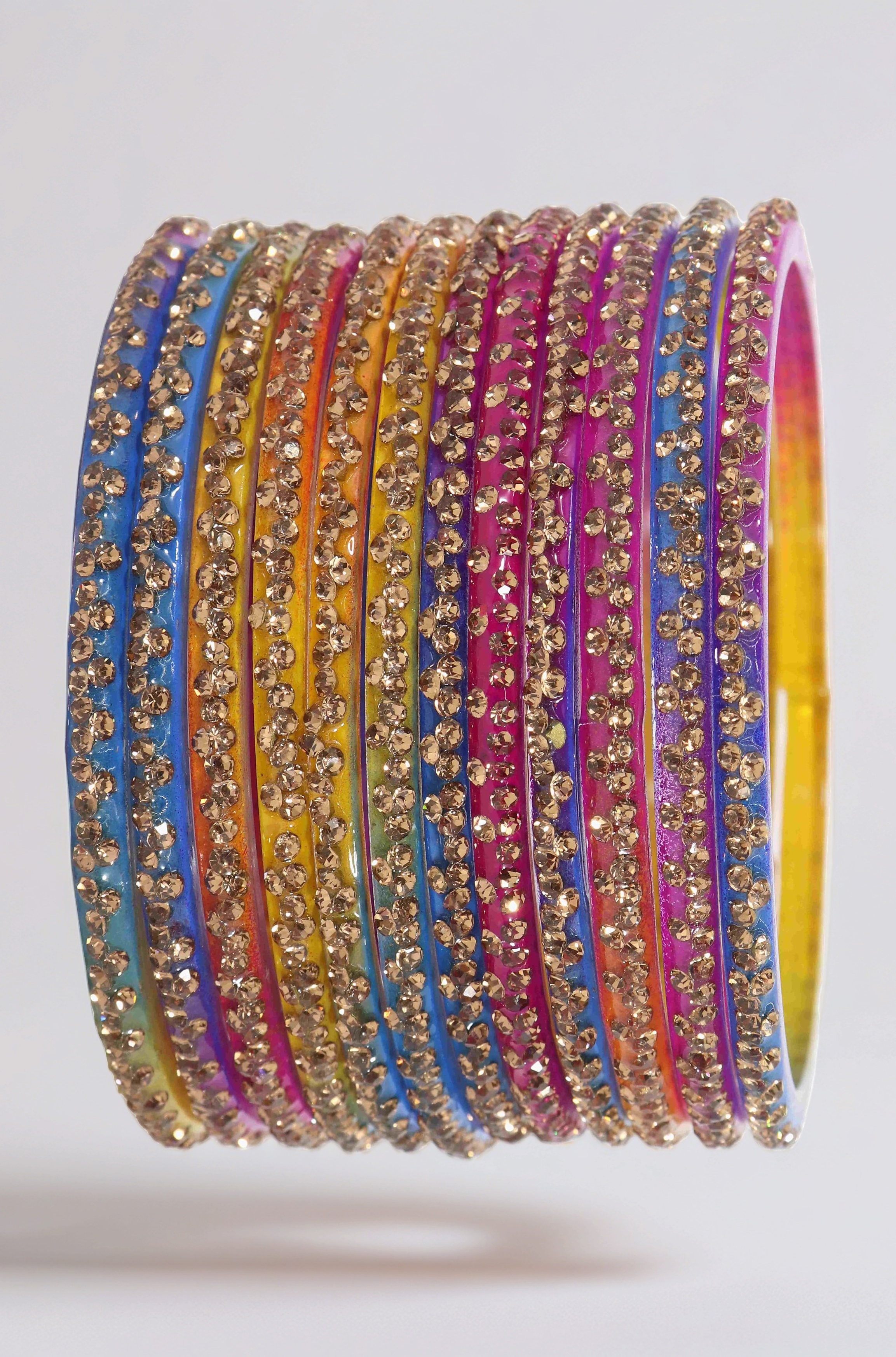 Designer Glass Bangles Set with Diamond Stone For Women & Girls | Stylish Glass Bangles | Fancy Chudi Set | Traditional Women's Bangles | Fashion Jewellery- Set of 12