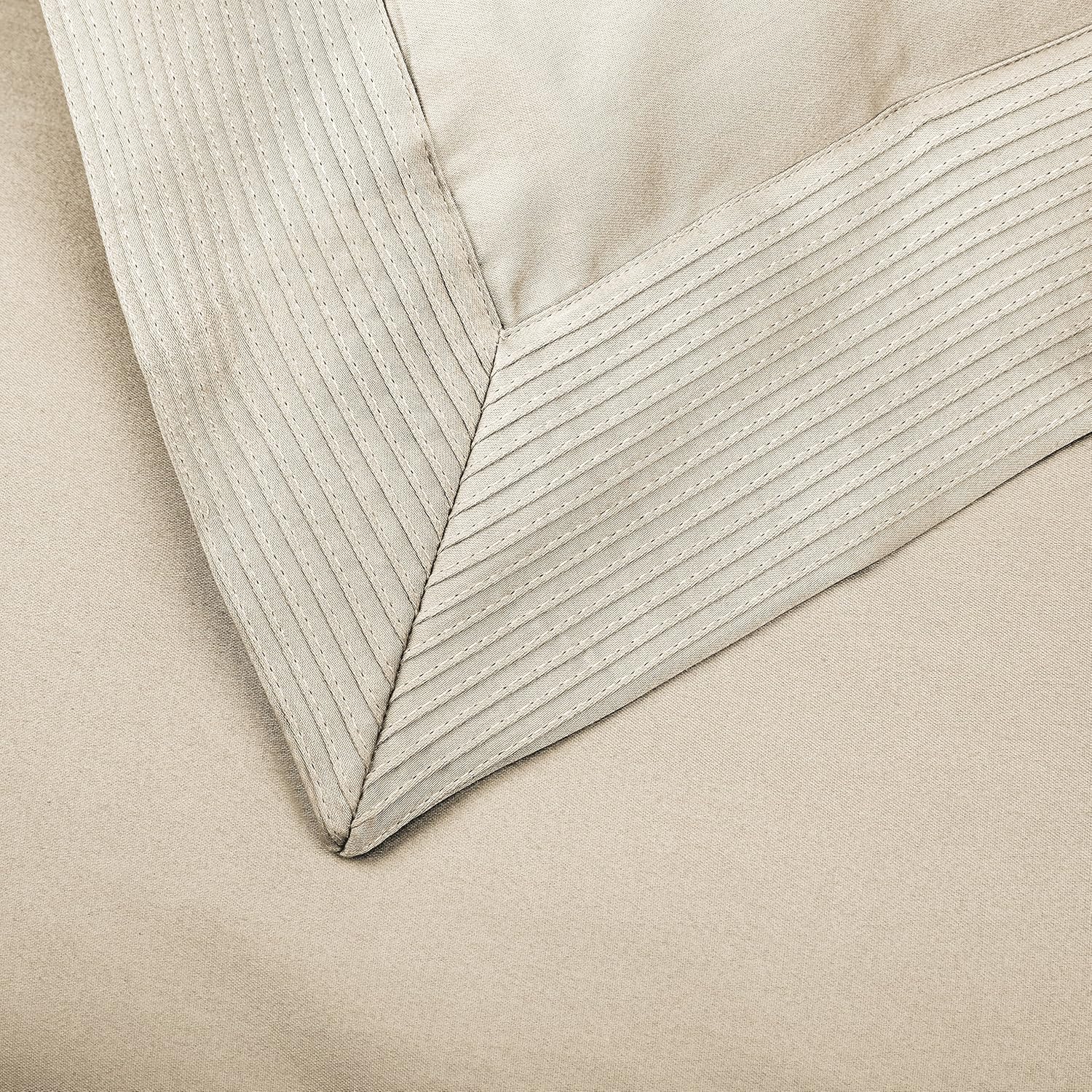 Amazon Brand – Pinzon 400-Thread-Count Pleated Hem Egyptian Cotton Duvet Set - Full/Queen, Parchment