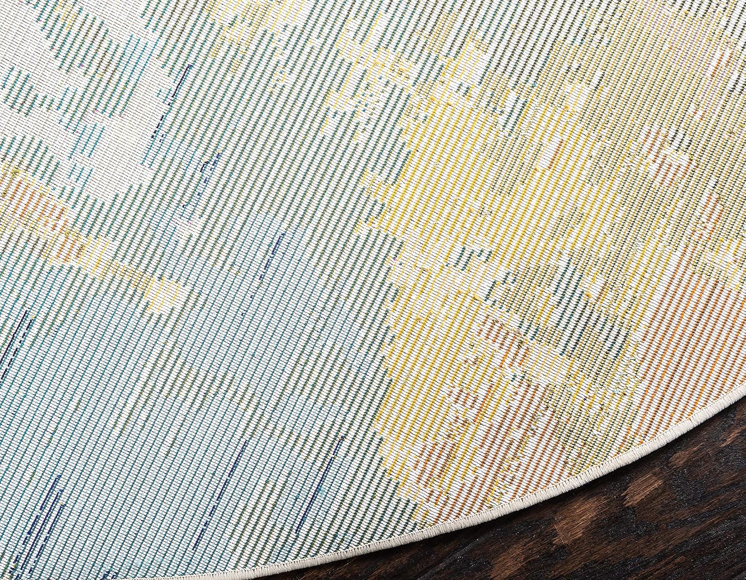 Unique Loom Estrella Collection Colorful, Abstract, Floral, Watercolors, Modern, Distressed Area Rug (8' 0 x 8' 0 Round, Multi/Pink)
