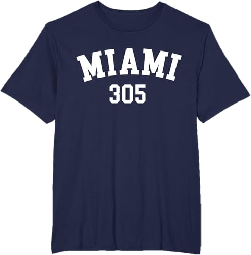 Miniatura 77 de Miami 305 USA American College Font T-Shirt Negro,Azul Marino,Azul Pastel,Arándano,Rojo,Plateado,Hierba,Verde Kelly,Marrón,Verde Oliva,Jaspeado