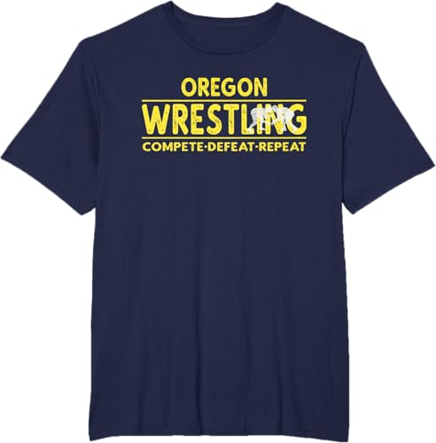 Miniatura 71 de Oregon Wrestling - Compete, Defeat, Repeat T-Shirt Negro,Azul Marino,Asfalto,Blanco,Azul Pastel,Arándano,Rojo,Verde Bosque,Verde Kelly,Verde